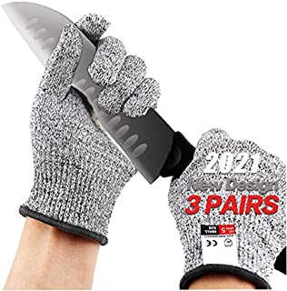 Cut Resistant Gloves,3 Pairs Safety Kitchen Cuts Gloves,Skinning Gloves for Oyster Shucking, Fish Fillet Processing, Mandolin Slicing, Meat Cutting and Wood Carving, Food Grade, Safety Work Glove