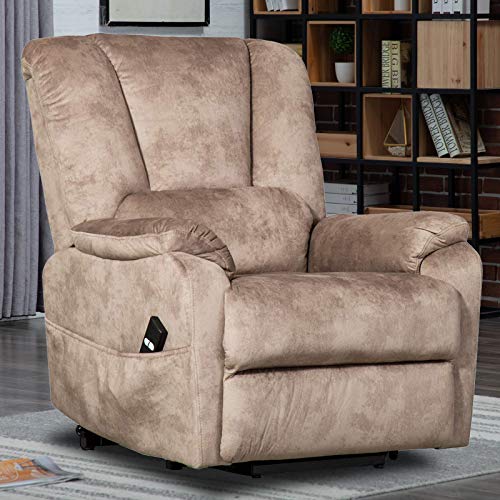 CANMOV Power Lift Recliner Chair for Elderly- Heavy Duty and Safety Motion Reclining Mechanism-Antiskid Fabric Sofa Living Room Chair, Camel