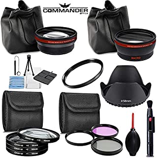 58MM Lens Attachments & Filters Accessory Bundle Kit for Canon EOS Rebel T7 T7i T6i T6S T6 T5i T5 T3i SL3 SL2 SL1 EOS 90D 80D 77D 70D 9000D 800D 760D 750D 7D DSLR Cameras, 17 pcs Accessories