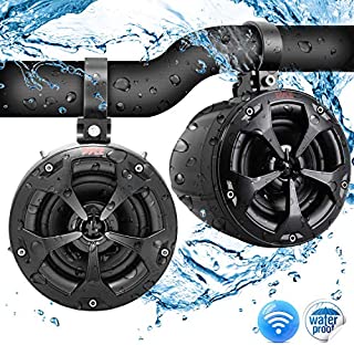 4 Waterproof Off-Road Bluetooth Speakers - 800W Power w/ Amplified Speaker System for ATV/UTV, Aux (3.5mm) Input Jack, Marine Grade Weatherproof, Great for Use w/ all 12V Vehicles - Pyle PLUTV43BTA