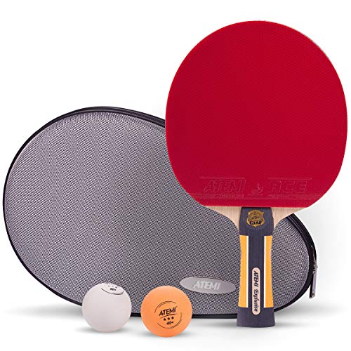 Atemi Exclusive Set | Table Tennis Set | Includes 1 Pro Racket, 2 40+ Balls and 1 Protective Cover | New 2020 Rubber | Stylish, Lightweight and Practical | Suitable for All Levels