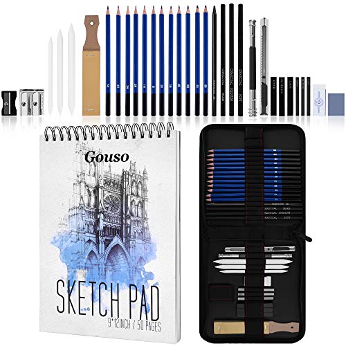 Art Drawing Set, Sketching and Charcoal Pencils, Art Supplies Includes Sketch Pad, Graphite Pencils, Charcoal Sticks and Eraser, Professional Sketch Pencils Set for Drawing