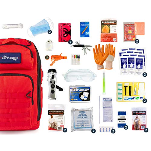 Complete Earthquake Bag - Emergency kit for Earthquakes, Hurricanes, Wildfires, Floods + Other disasters (2 Person, 3 Days)