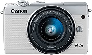 Canon EOS M100 Mirrorless Camera w/ 15-45mm Lens - Wi-Fi, Bluetooth, and NFC Enabled (White)