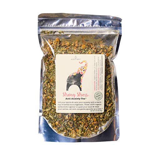 Modest Earth Strong Stress Tea | 100% ORGANIC Calming, HERBAL BLEND | Naturally Calming Herbal Remedy | SKULLCAP BLEND | Relaxing Remedy & Sleep Aid | 48+ SERVING Bag (2.03 OZ)