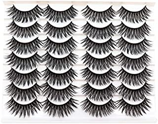 Losha 14 Pairs 3D Eyelashes Faux Mink Lashes Dramatic Long False Eyelashes Value Pack Handmade Reusable Thick Crossed Fake Eyelashes for Makeup