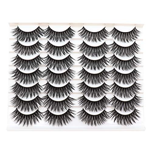 Losha 14 Pairs 3D Eyelashes Faux Mink Lashes Dramatic Long False Eyelashes Value Pack Handmade Reusable Thick Crossed Fake Eyelashes for Makeup