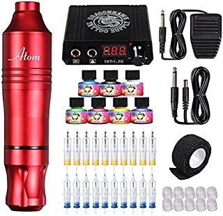 Dragonhawk Cartridge Tattoo Machine Atom Pen Kit, Rotary Tattoo Machine, Cartridge Needles Power Supply for Tattoo Artists (Atom+Ink)