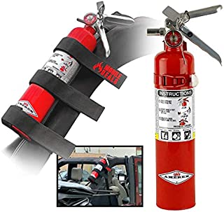 Amerex B417T Dry Chemical 2.5 Pounds lbs Fire Extinguisher with Vehicle Bracket and Mobile Deals Adjustable Roll Bar Holder Mount compatible with Jeep Wrangler Unlimited, CJ, JK, TJ - Durable Strap