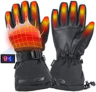 Heated Gloves for Men Women - Electric Heating Motorcycle Gloves, Rechargeable Battery Heated ski Gloves for Winter Outdoor Hunting. (Large)