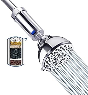 MChieHan 4 Inch Fixed Shower Head With Filter 5-Setting High Pressure Filtered Rain Shower Head For Hard Water And Chlorine Quickly Improve