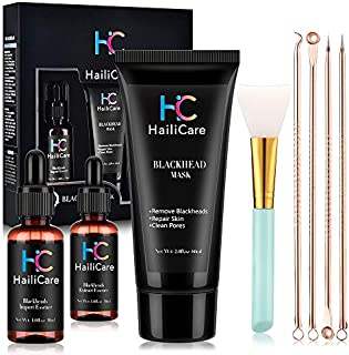 Blackhead and Pore Remover Mask, Bamboo Activated Charcoal Peel Off Mask with Brush and Tea Tree Serum Kit for purifying and Deep Cleansing, Acne Comedone Removal Black Mask for All Skin Types