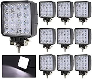 TMH (Pack of 10 48w Square Shape 30 Degree LED Work Light Spot Lamp Driving Light, Off-Road, 4wd, 4x4, Utv, Sand Rail, ATV, SUV, Motorbike, Motorcycle, Bike, Dirt Bike, Bus, Trailer, Truck, Boat