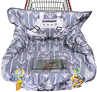 Shopping Cart Cover for Baby Cotton High Chair Cover Full Safety Harness, Machine Washable and Waterproof for Infant, Toddler, Boy or Girl Large