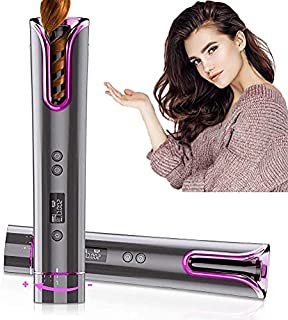 YASMANGO Curling Iron,Cordless Automatic Curling Iron,Rechargeable Portable Hair Curler with 4 Temperature Setting and LCD Display