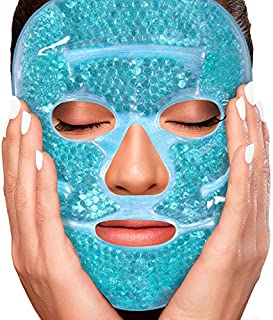 Sofida Cold Hot Gel Face Eye Mask - Reduce Puffy Dark Circles Bags Under Eyes Migraines Stress Relief - Heat Ice Therapy Pack Compress - Sinus Pressure Acne Headaches Relaxation (Blue)