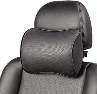 Memory Foam Car Neck Pillow Soft Leather Headrest for Driving Home Office Black (1PC)