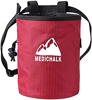 Togear Chalk Bag for Bouldering, Weightlifting, Rock Climbing & Gymnastics and Kids & Climbers with Drawstring Closure, Quick-Clip Belt(Red)