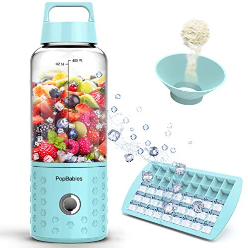 Portable Blender, PopBabies Personal Blender, Smoothie Blender. Rechargeable USB Blender Corolina Blue