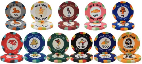 Nile Club Ceramic 10gm Poker Chip Sample Set - 12 New Chips