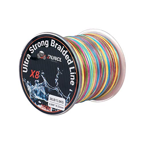 RUNCL Braided Fishing Line with 8 Strands, Fishing Line PE Material 328Yds/300M with Multiple Colors for Freshwater and Saltwater (328Yds/300M, 30LB(13.6kgs))