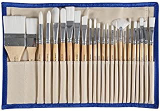 CONDA Paint Brushes Set of 24 Different Shapes Ergonomic Professional Wood Handles with Organizing Case for Acrylic Oil Watercolor, Rock Painting