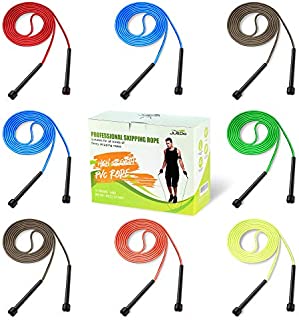 JUSDO 8 Pack Adjustable PVC Jump Rope for Cardio Fitness - Versatile Jump Rope for Both Kids and Adults - Great Jump Rope for Exercise,9 Feet