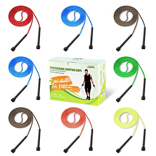 JUSDO 8 Pack Adjustable PVC Jump Rope for Cardio Fitness - Versatile Jump Rope for Both Kids and Adults - Great Jump Rope for Exercise,9 Feet