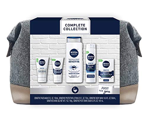 NIVEA MEN Complete Skin Care Collection for Sensitive Skin, 5 Piece Gift Set