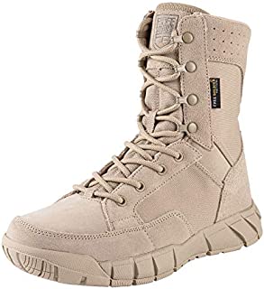 FREE SOLDIER Men's 8 Inch Tactical Side Zip Boots Military Army Duty Work Boot Lightweight Combat Boots for Motorcycle Boots(Tan 11.5)