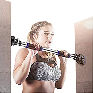 FEIERDUN Doorway Pull Up and Chin Up Bar Upper Body Workout Bar for Home Gym Exercise Fitness & 440 LBS (Blue, L28.3~36.2