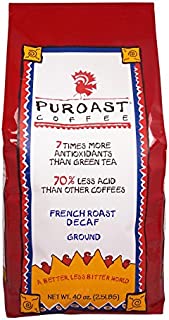 Puroast Low Acid Ground Coffee, Decaf French Roast, High Antioxidant, 2.5 Pound Bag