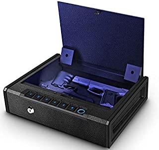 Biometric Gun Safe for Pistols, Quick Access Handgun Safe for Home, Fingerprint Hand Gun Safe Firearm Case Box - Upgraded Biometric/Keypad/Key Access,Silent Mode (Biometric Fingerprint Gun Safe)