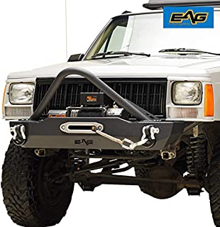 EAG Stinger Stubby Front Bumper with Winch Plate Fit for 1984-2001 Cherokee XJ