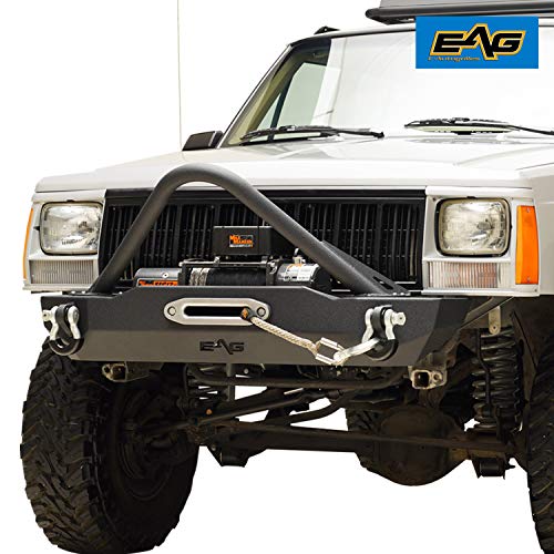 EAG Stinger Stubby Front Bumper with Winch Plate Fit for 1984-2001 Cherokee XJ