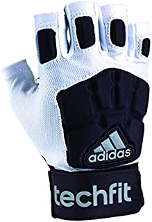 adidas Techfit Lineman Football Half Finger Gloves, White/Black, Small