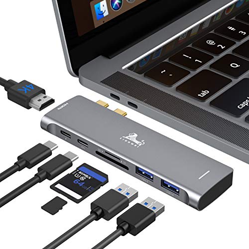 USB C Hub Adapter for MacBook Pro 13 15 16 inch 2020 2019 2018 2017 2016,with Thunderbolt 3 5K 60HZ, 4K HDMI,100W PD, 2 USB 3.0 and SD TF Card Readers, Multiport Dongle for MacBook Air 2020 2019 2018