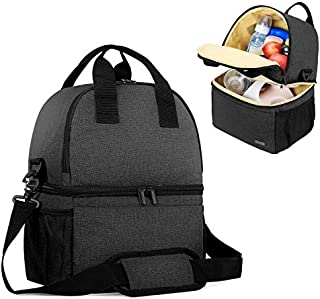 Teamoy Breast Pump Bag Tote with Cooler Compartment for Breast Pump, Cooler Bag, Breast Milk Bottles and More, Double Layer Pumping Bag for Working Moms, Black(Bag Only)