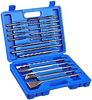 COMOWARE Rotary Hammer Drill Bits Set & Chisels- SDS PLUS Concrete Masonry Hole Tool 17pcs with Storage Case