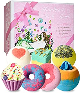 Bath Bombs, 7 Natural Bath Bomb Gift Set, Handmade Bubble Bathbombs for Women Kids, Shea Butter Moisturize, Gifts for Mom Her Girlfriend, Mothers Day Gifts, for Birthday Valentines Christmas