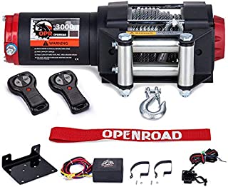 OPENROAD 3000lbs ATV/UTV Winch with 39ft Steel Cable,12V Electric Winch with Wireless Remote Control and Removeable Control Box, Trailer Boat Winch(UP to 3500lbs)