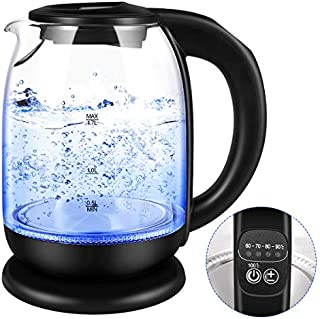 Electric Kettle, Glass Tea Kettle & Water Boiler Variable Temperature Control Tea Heater with LED Indicator Light Change Auto Shut-Off, Boil-Dry Protection, Keep Warm 1.7 L Tea Kettle (BPA Free)