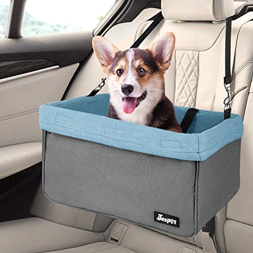 JESPET Dog Booster Seats for Cars, Portable Dog Car Seat Travel Carrier with Seat Belt for 24lbs Pets