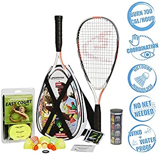 Speedminton S900 Set - Original Speed Badminton/crossminton Professional Set with 2 Carbon Rackets incl. 5 Speeder, Playing Field, Bag