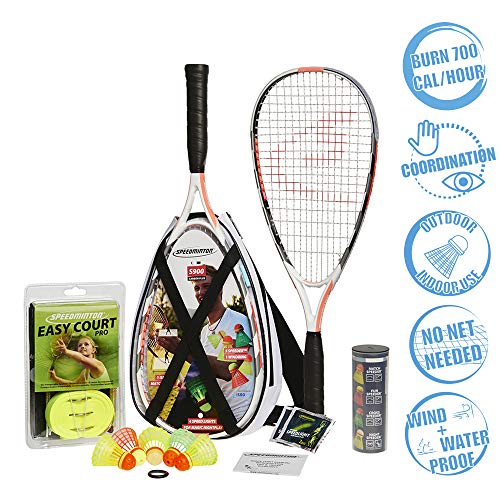 Speedminton S900 Set - Original Speed Badminton/crossminton Professional Set with 2 Carbon Rackets incl. 5 Speeder, Playing Field, Bag