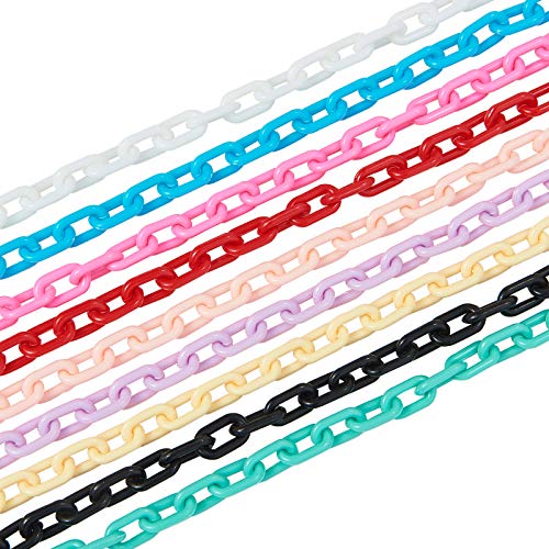 Airssory 10 Colors ABS Plastic Cable Chains 8mm Thick Oval for Jewelry Making Hammock Bird's Cages Bag Glasses Anti-Lost Strap DIY Craft Project