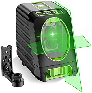 Self-leveling Laser Level - Huepar Box-1G 150ft/45m Outdoor Green Cross Line Laser Level with Vertical Beam Spread Covers of 150°, Selectable Laser Lines, 360° Magnetic Base and Battery Included