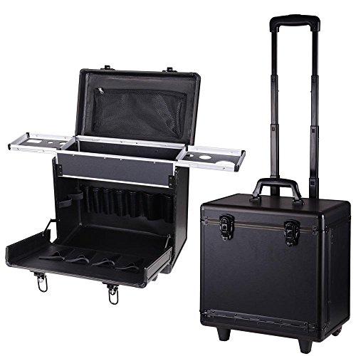 AW Black Hair Makeup Train Case PVC Baber Hair Salon Clipper Trimmer Tool Appliance 15x9x14