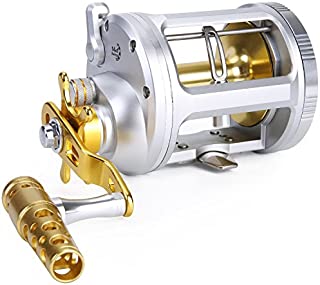 One Bass Fishing Reels Level Wind Trolling Reel Conventional Jigging Reel for Saltwater Big Game Fishing-(TA3000 Silver-Gold-Right Handed)