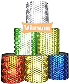 Viewm Waterproof Reflective Tape Outdoor Night Mailbox Reflector Safety Sticker Warning Tape, 2 inches × 3.28 Yard / 5cm × 3.0 m Per Roll, Multicolored, 6 Rolls